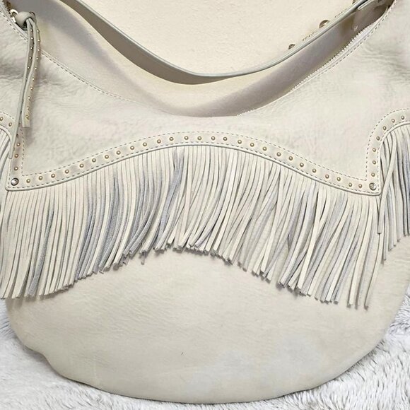 Michael Kors Suede Leather Fringed Hobo Handbag retired style - Picture 3 of 14